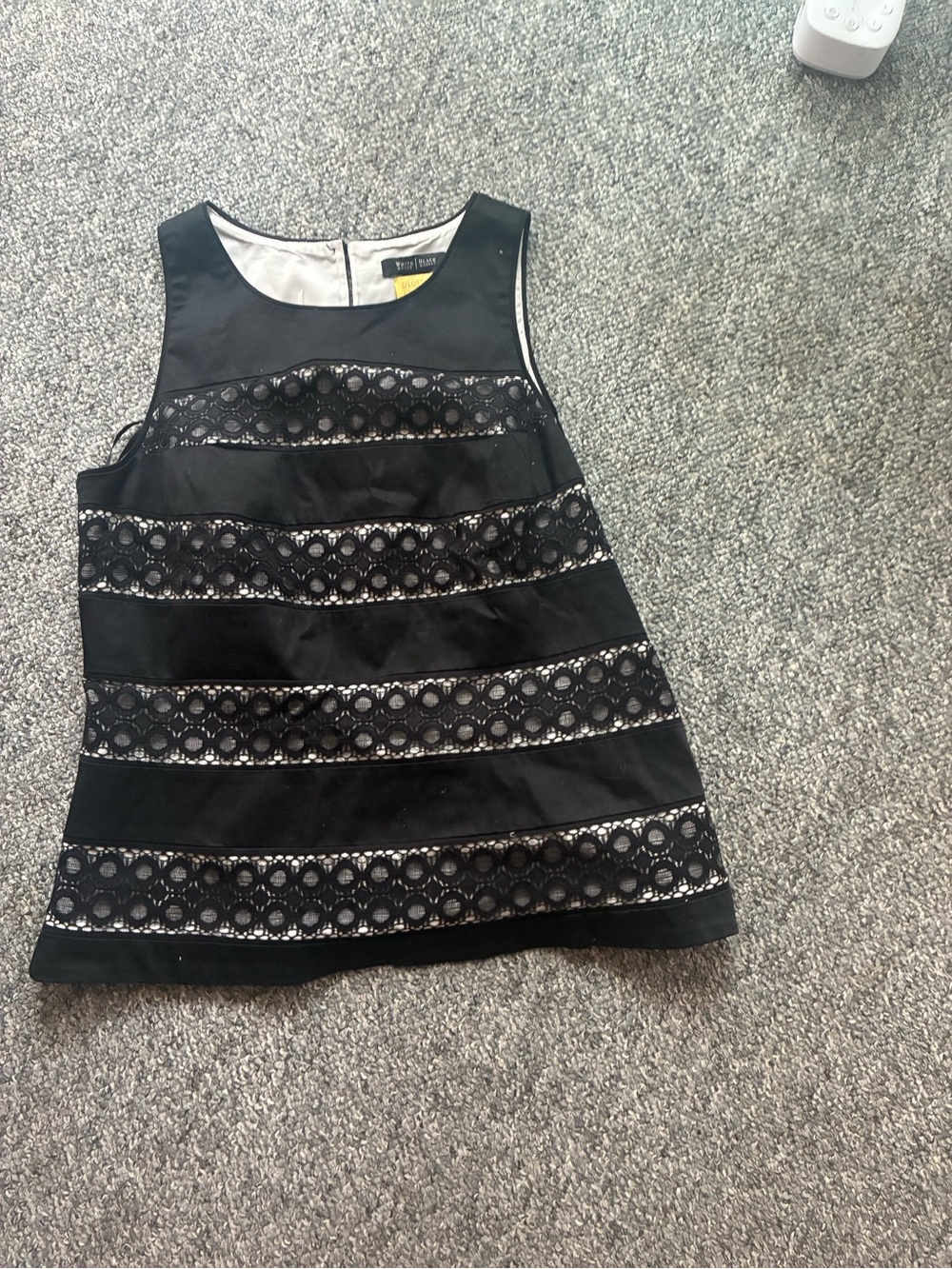 White House Black Market Black Lace-Striped Girls' Sleeveless Tank